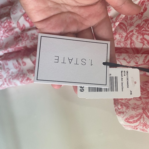 1.STATE ruffled wrap dress pink floral print - Picture 4 of 9